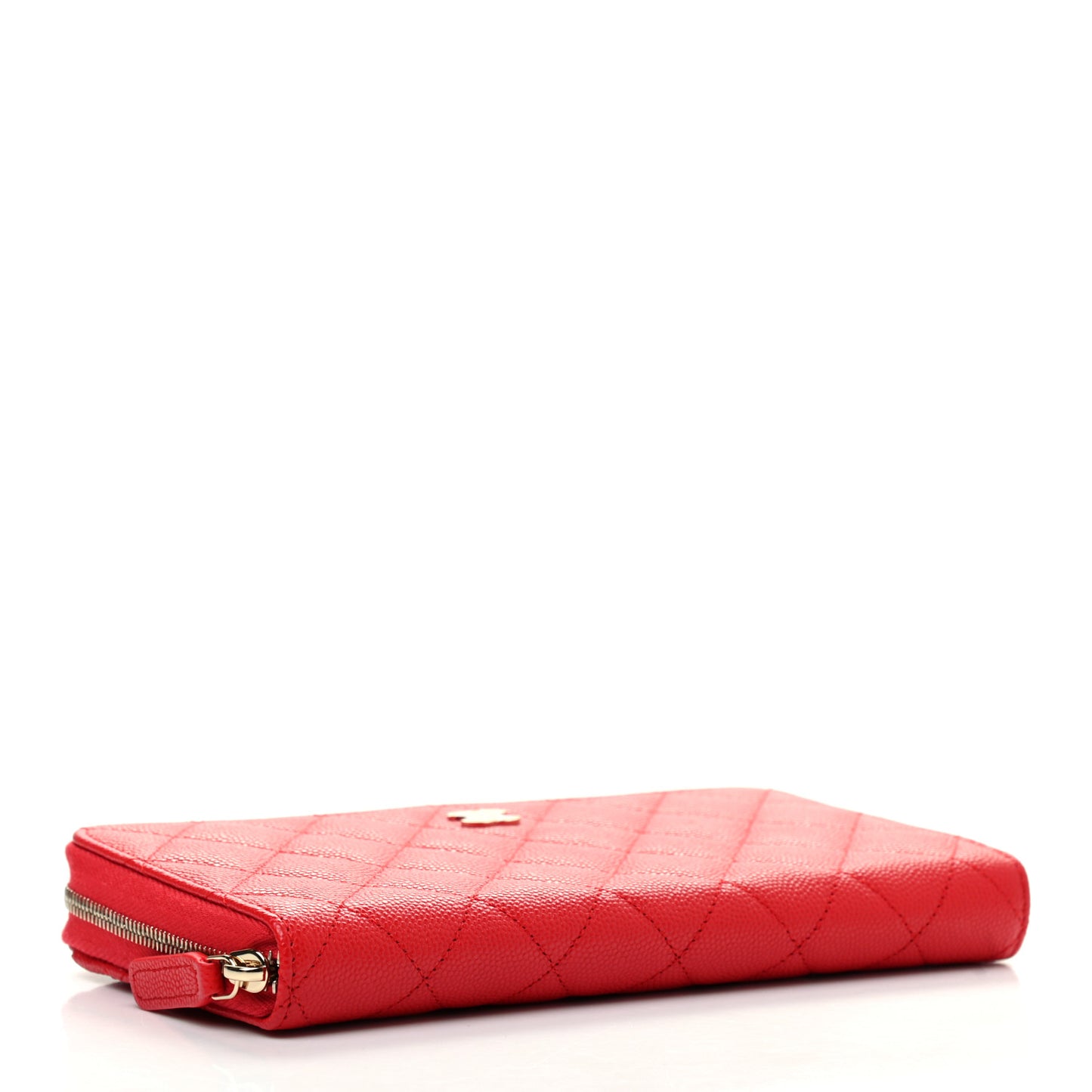 Caviar Quilted Large Gusset Zip Around Wallet Red