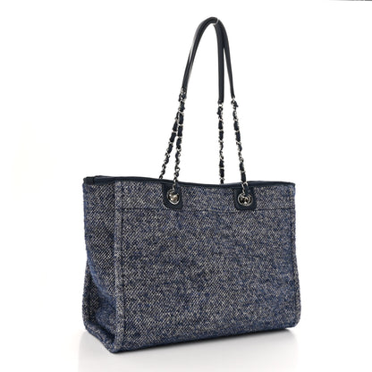 Chanel Mixed Fibers Calfskin Small Deauville Tote Blue 3 of 10