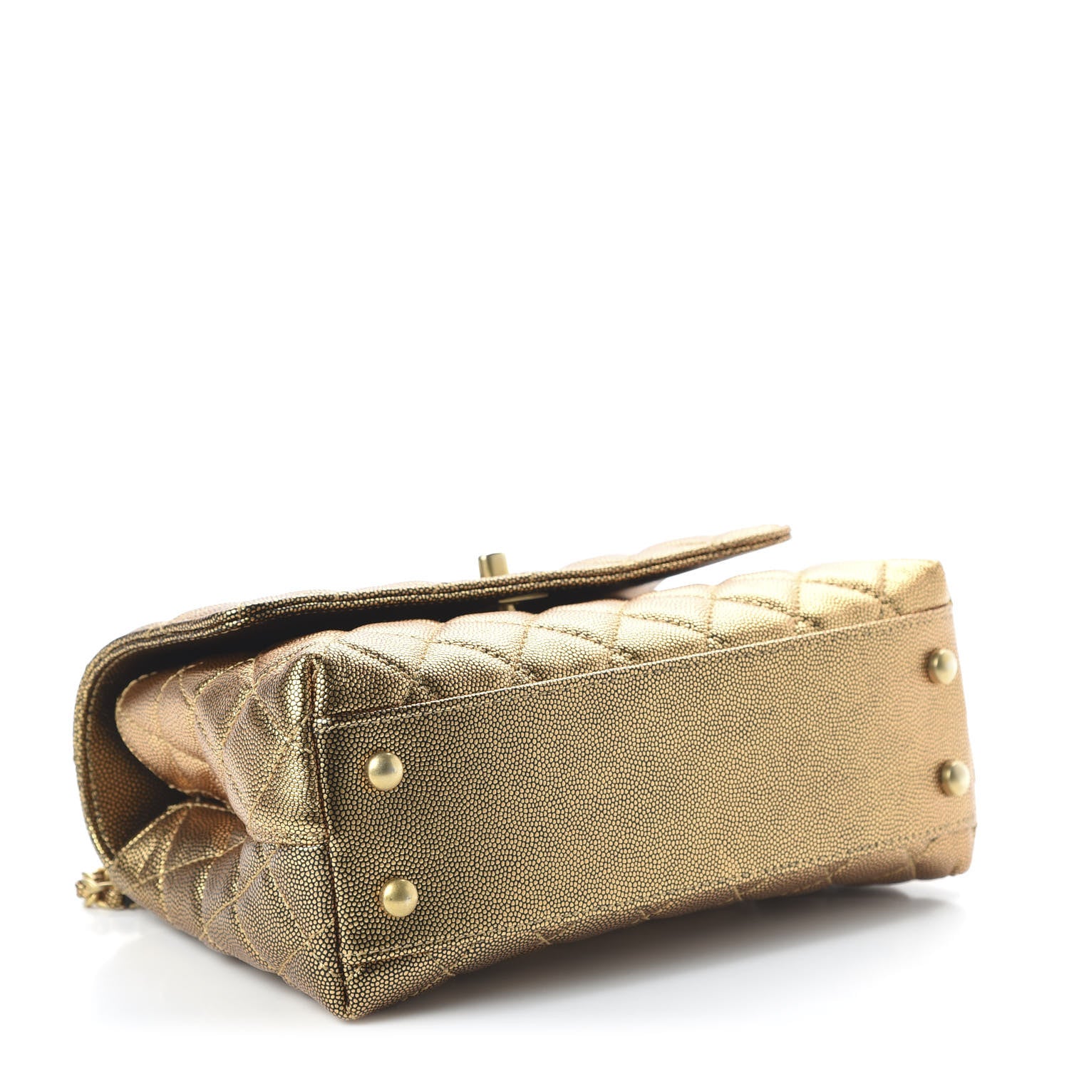 Chanel Metallic Caviar Quilted Mini Coco Handle Flap Gold 3 of 10