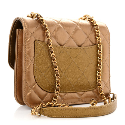 Chanel Metallic Lambskin Caviar Quilted Chain Handle Flap Bronze 3 of 12