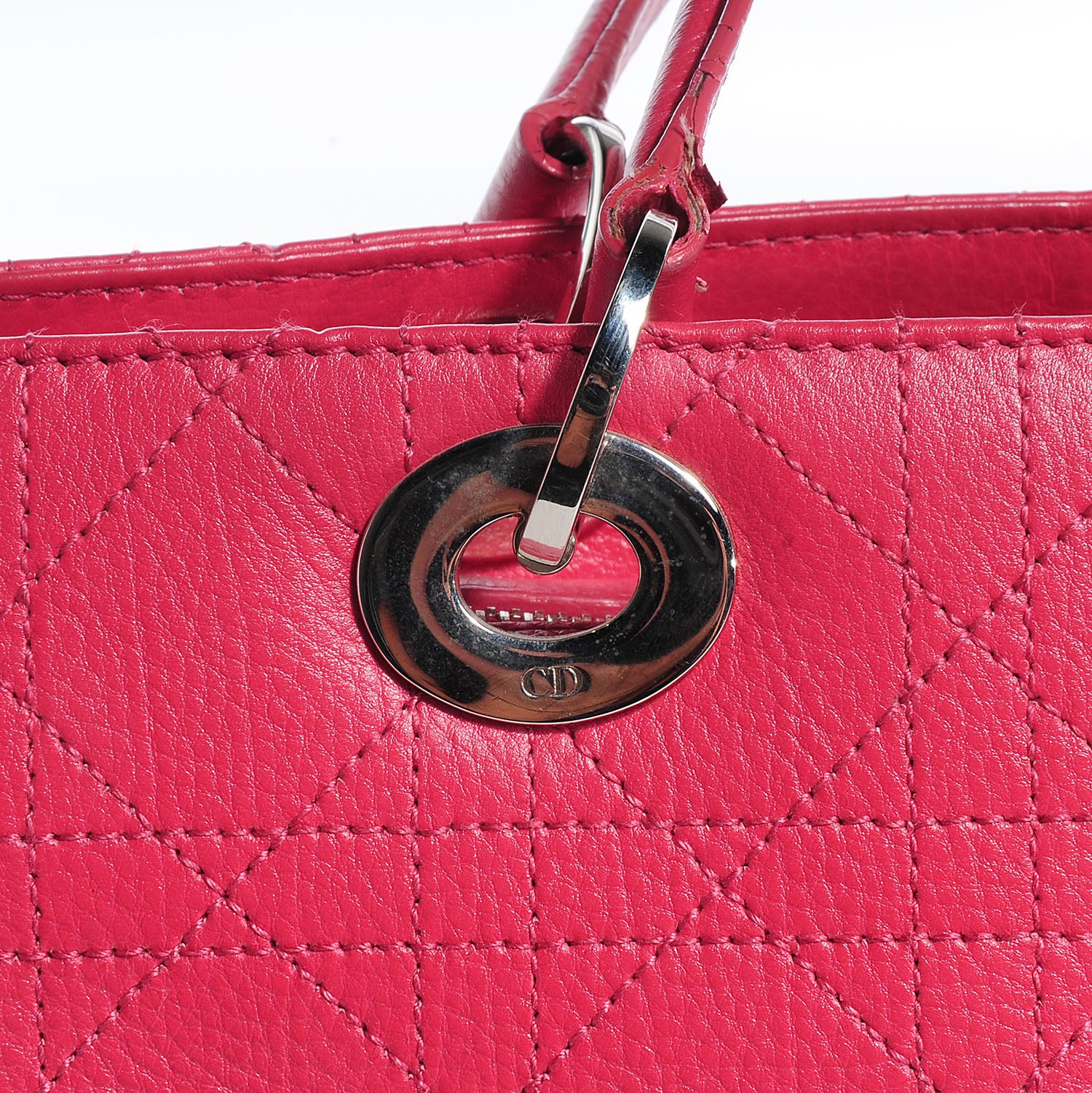 Christian Dior Calfskin Cannage Tote Hot Pink 6 of 8