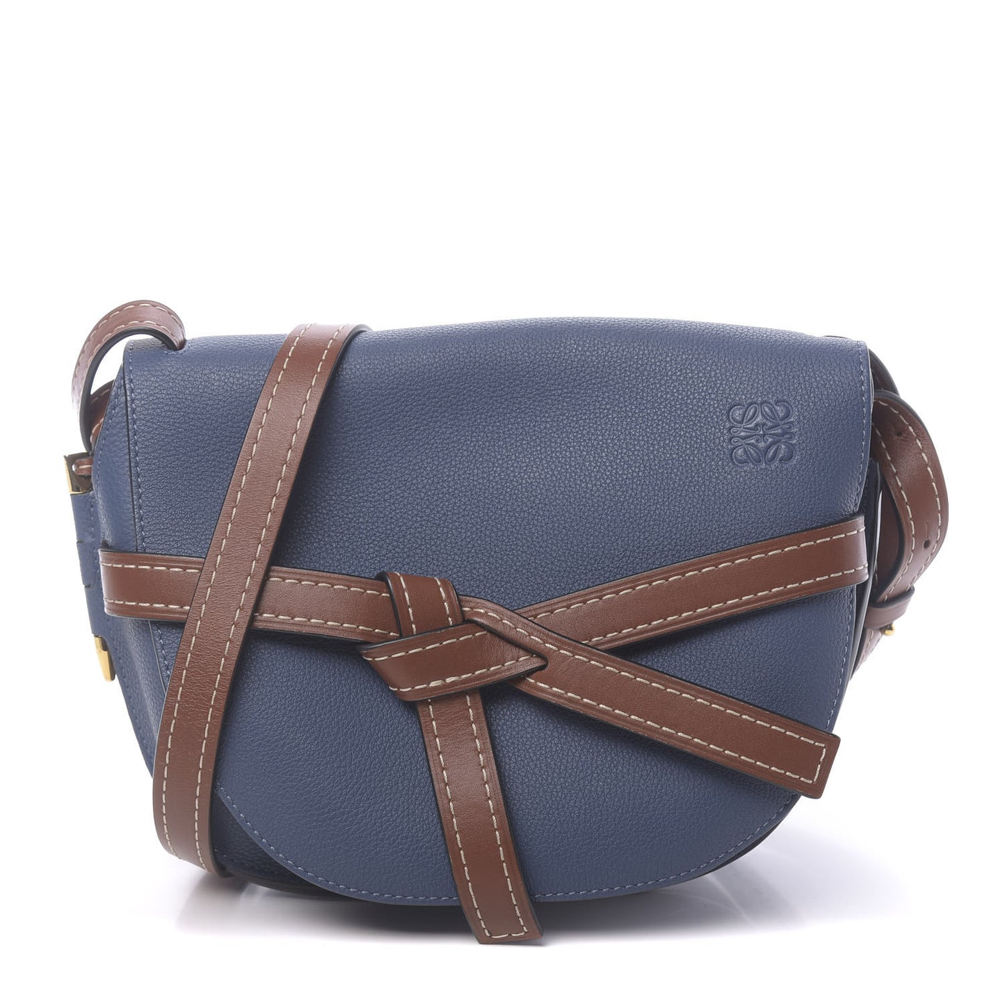 Grained Calfskin Small Gate Crossbody Bag Varsity Pecan