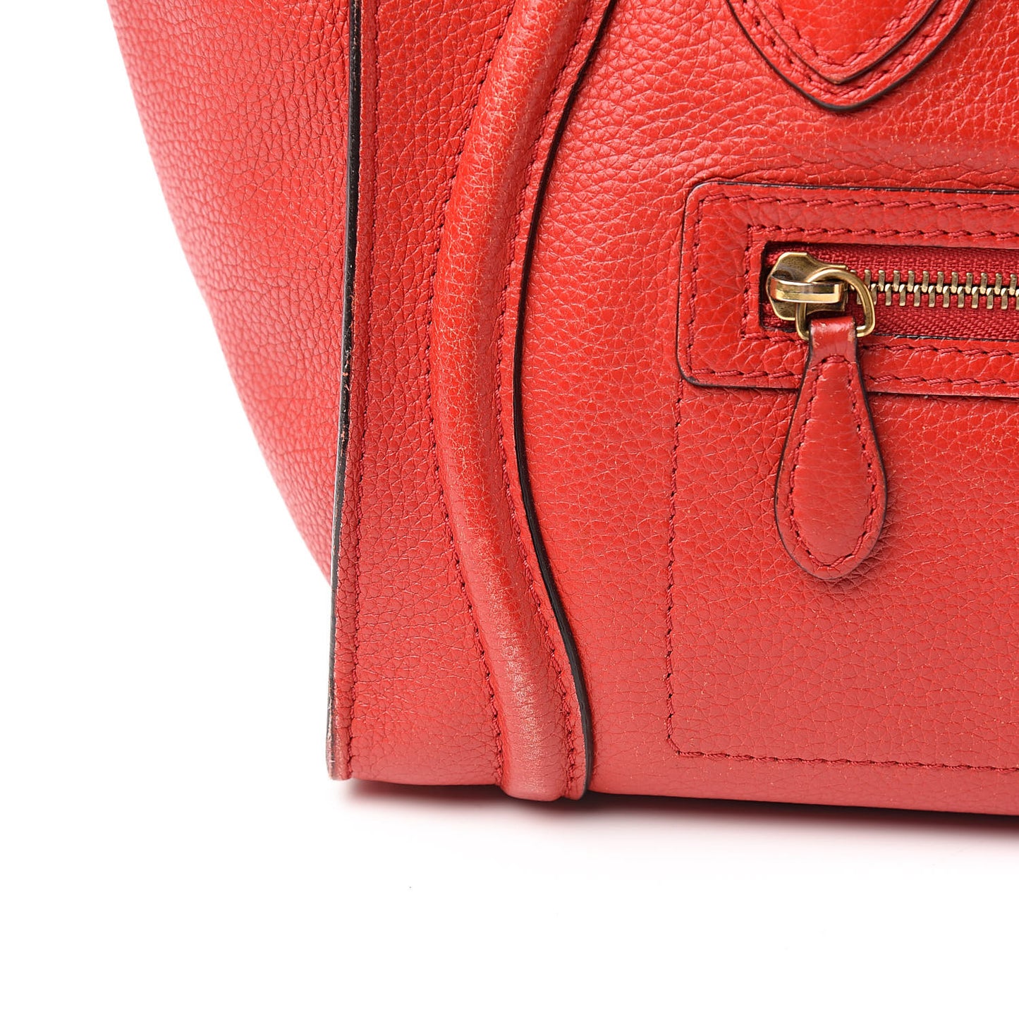 Drummed Calfskin Micro Luggage Red