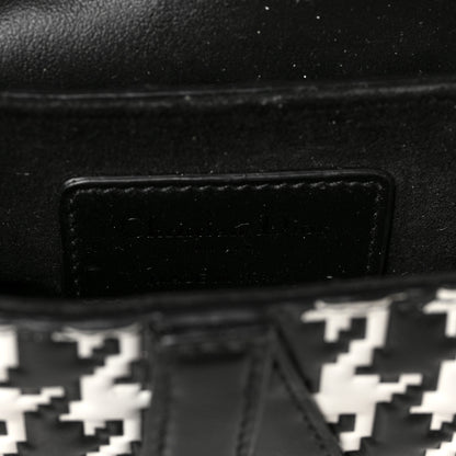 Christian Dior Calfskin Macro Houndstooth Embossed Micro Saddle Bag Black White 6 of 8