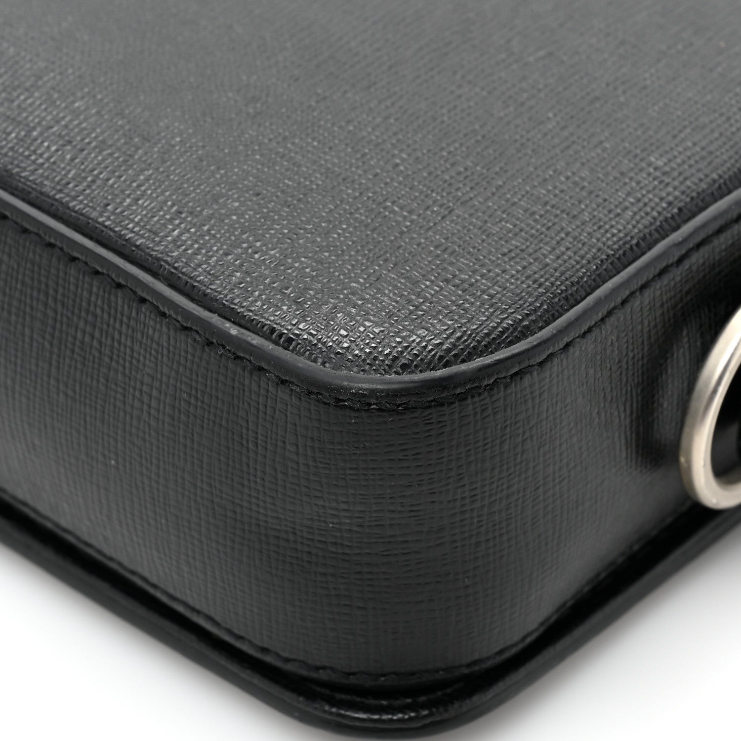 Off-White Saffiano Striped Mini Diag Binder Clip Bag Black White 16 of 18