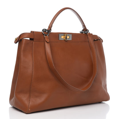 Fendi Vitello Suede Large Peekaboo Iconic Satchel Cuoio Rame Moro 3 of 15