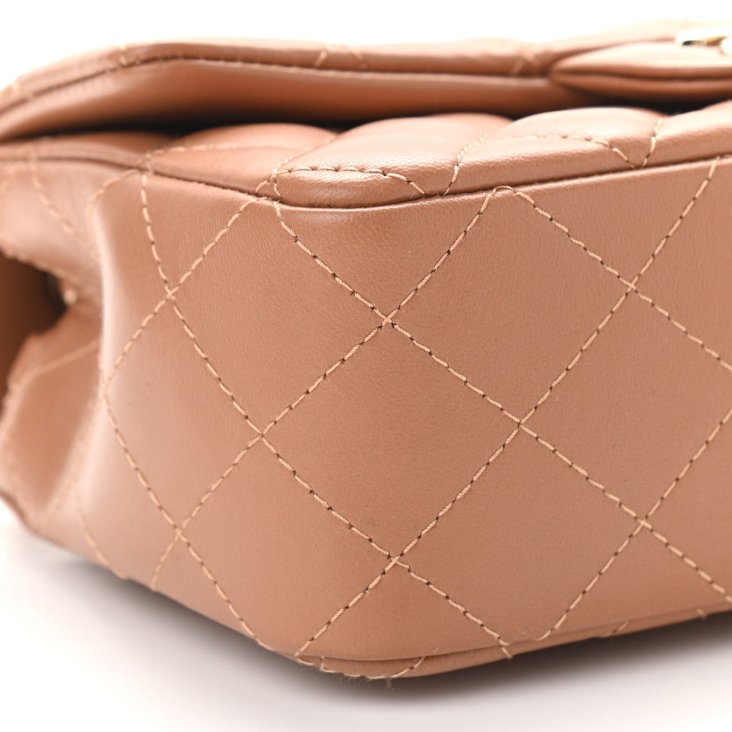 Lambskin Quilted Mini Rectangular Flap Brown