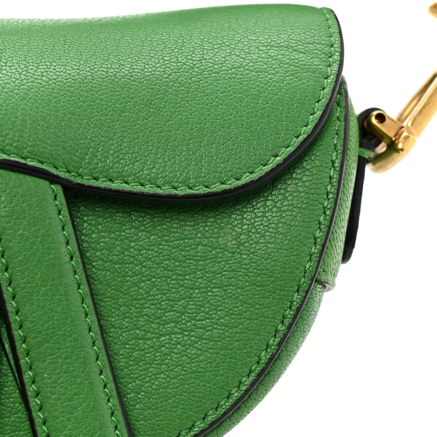 Goatskin Micro Saddle Bag Green