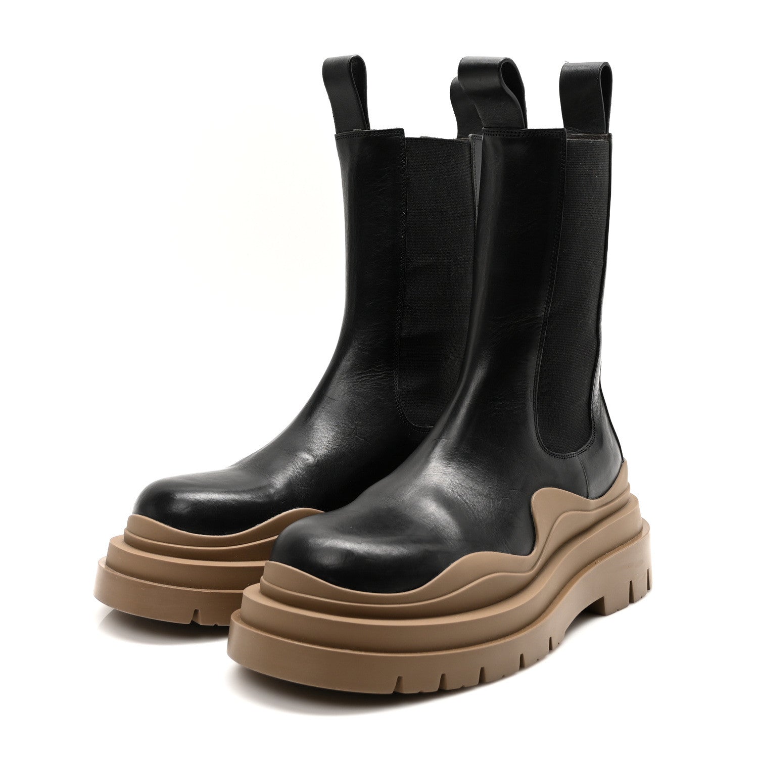Bottega Veneta Calfskin The Tire Mens Chelsea Boots 40 Black Jute 40 2 of 4