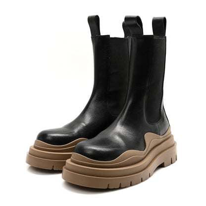 Bottega Veneta Calfskin The Tire Mens Chelsea Boots 40 Black Jute 40 2 of 4