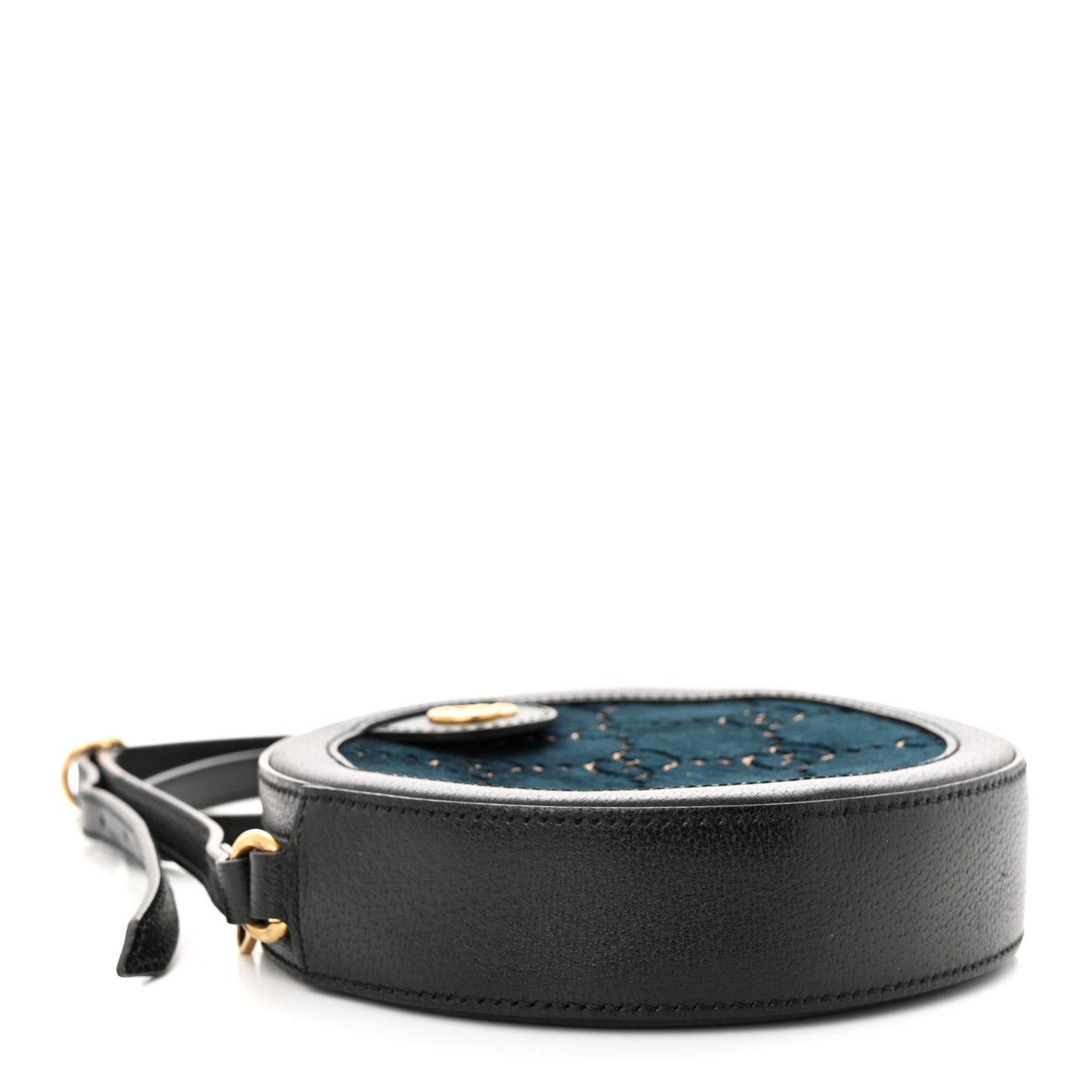 Velvet Calfskin GG Monogram Round Shoulder Bag Blue Beige