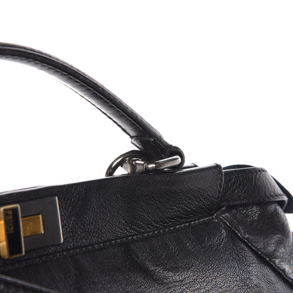 Fendi Goatskin Zucca Large Peekaboo Iconic Satchel Black Tobacco 20 of 20