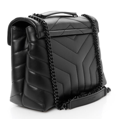 Saint Laurent Calfskin Y Quilted Monogram Monochrome Small Loulou Chain Satchel Black 3 of 12