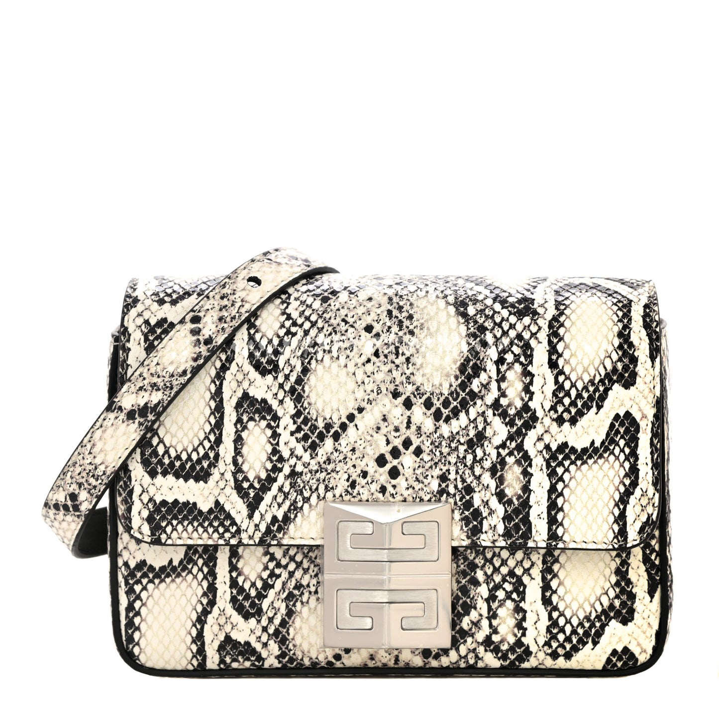 Calfskin Snake Embossed Small 4G Crossbody Black White