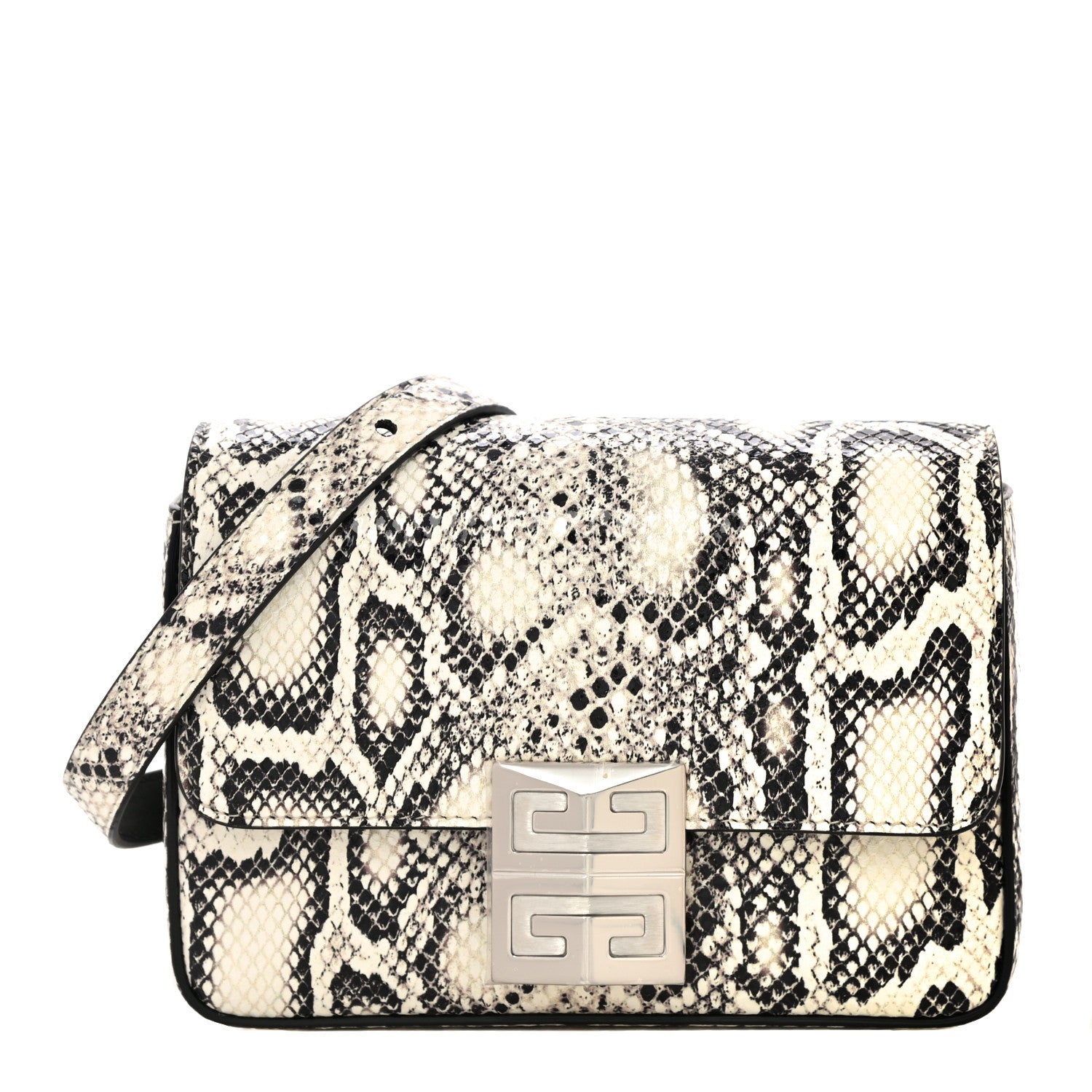 Givenchy Calfskin Snake Embossed Small 4G Crossbody Black White 1 of 9