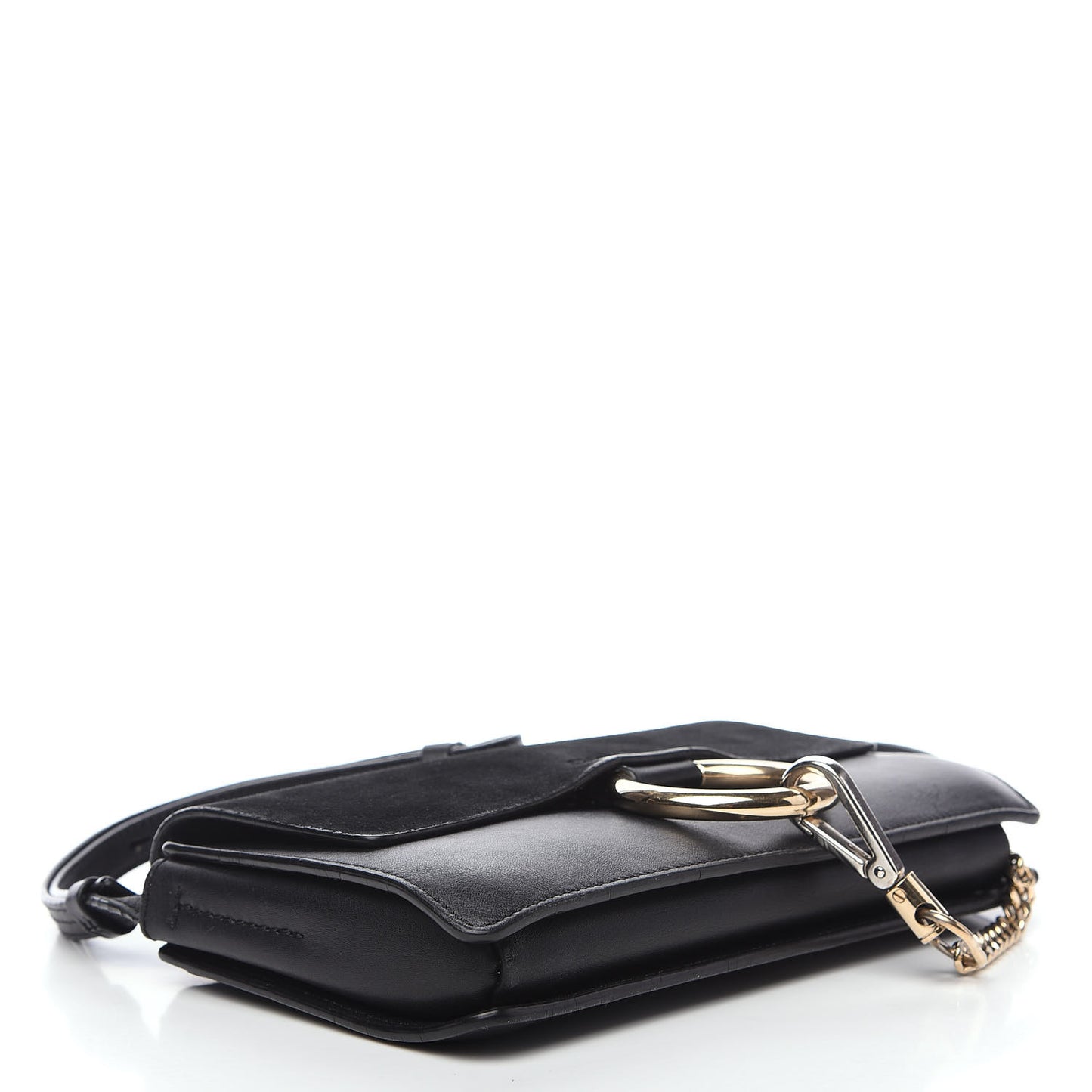 Suede Calfskin Small Faye Shoulder Bag Black