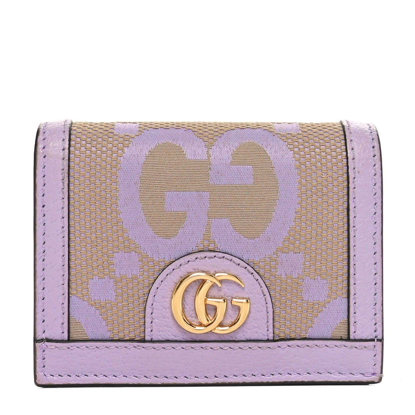 Monogram Jumbo GG Textured Dollar Calfskin Ophidia Card Case Beige Lapis