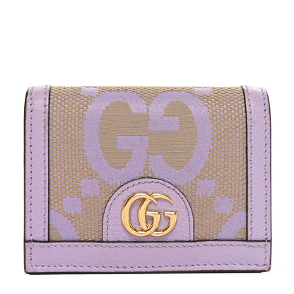 Gucci Monogram Jumbo GG Textured Dollar Calfskin Ophidia Card Case Beige Lapis 1 of 8