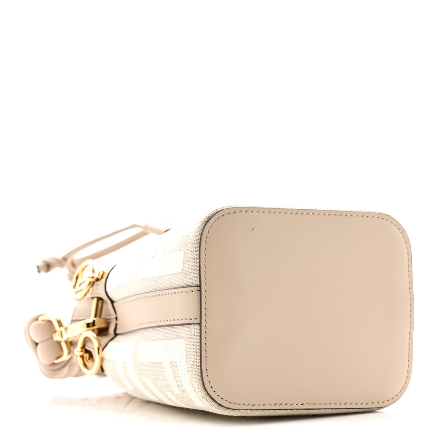 Canvas Nappa F is Fendi FF Embroidered Mini Mon Tresor Bucket Bag White Nuvola