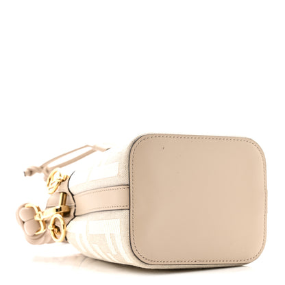 Fendi Canvas Nappa F is Fendi FF Embroidered Mini Mon Tresor Bucket Bag White Nuvola 4 of 11