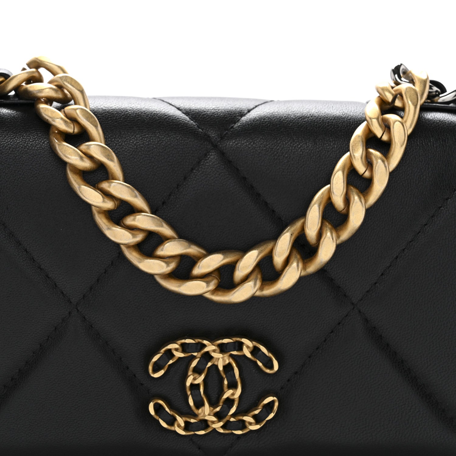 Chanel Lambskin Quilted Chanel 19 Wallet On Chain WOC Black 9 of 11