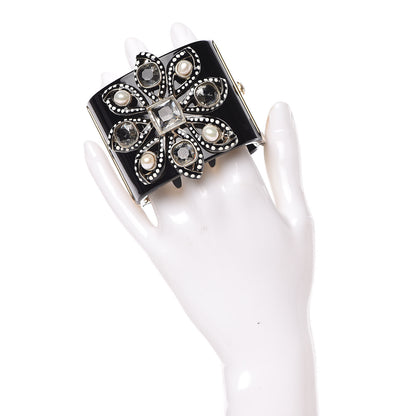 Chanel Resin Crystal Pearl Cuff Black 2 of 5