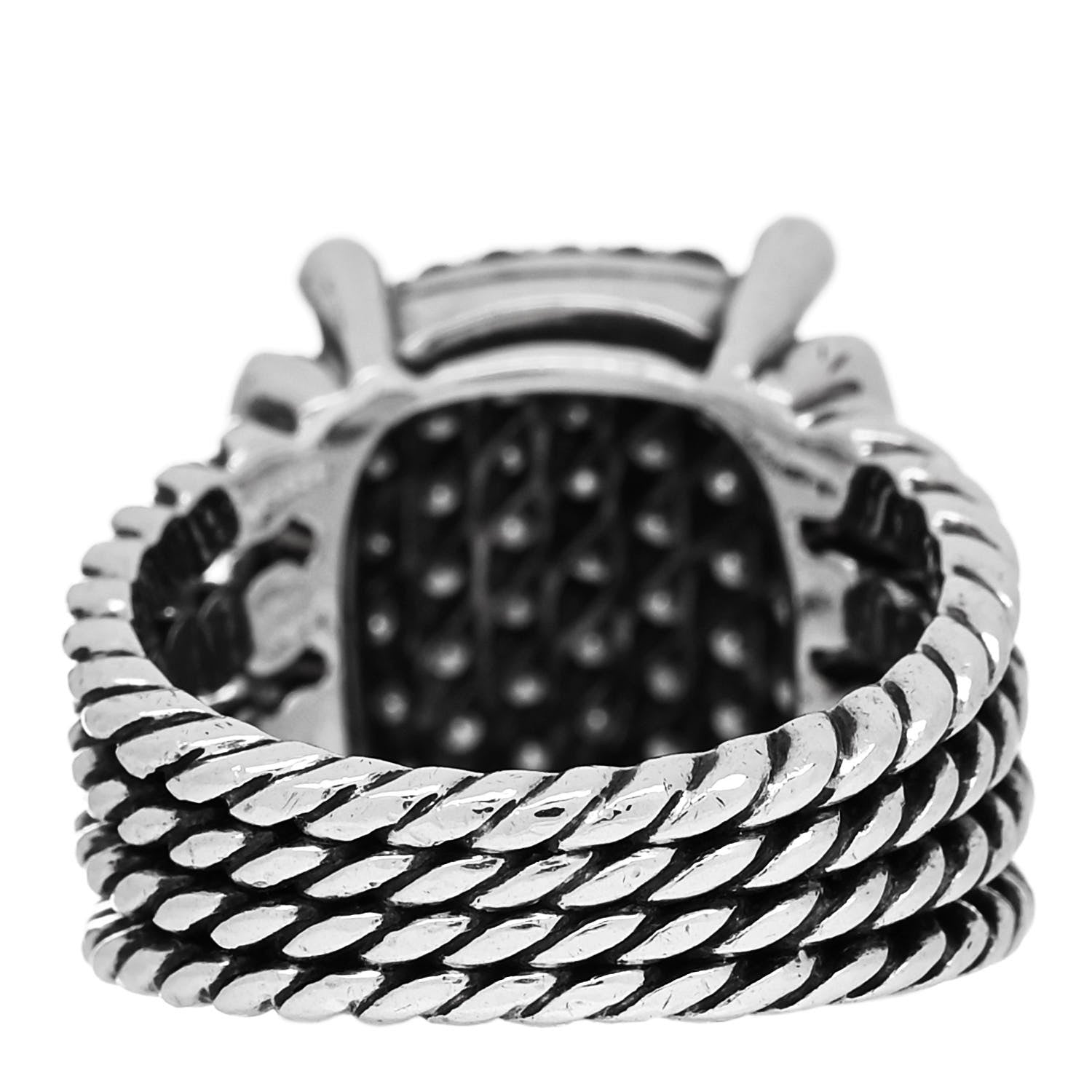 David Yurman Sterling Silver Diamond 16mm Wheaton Ring 54 7 4 of 6