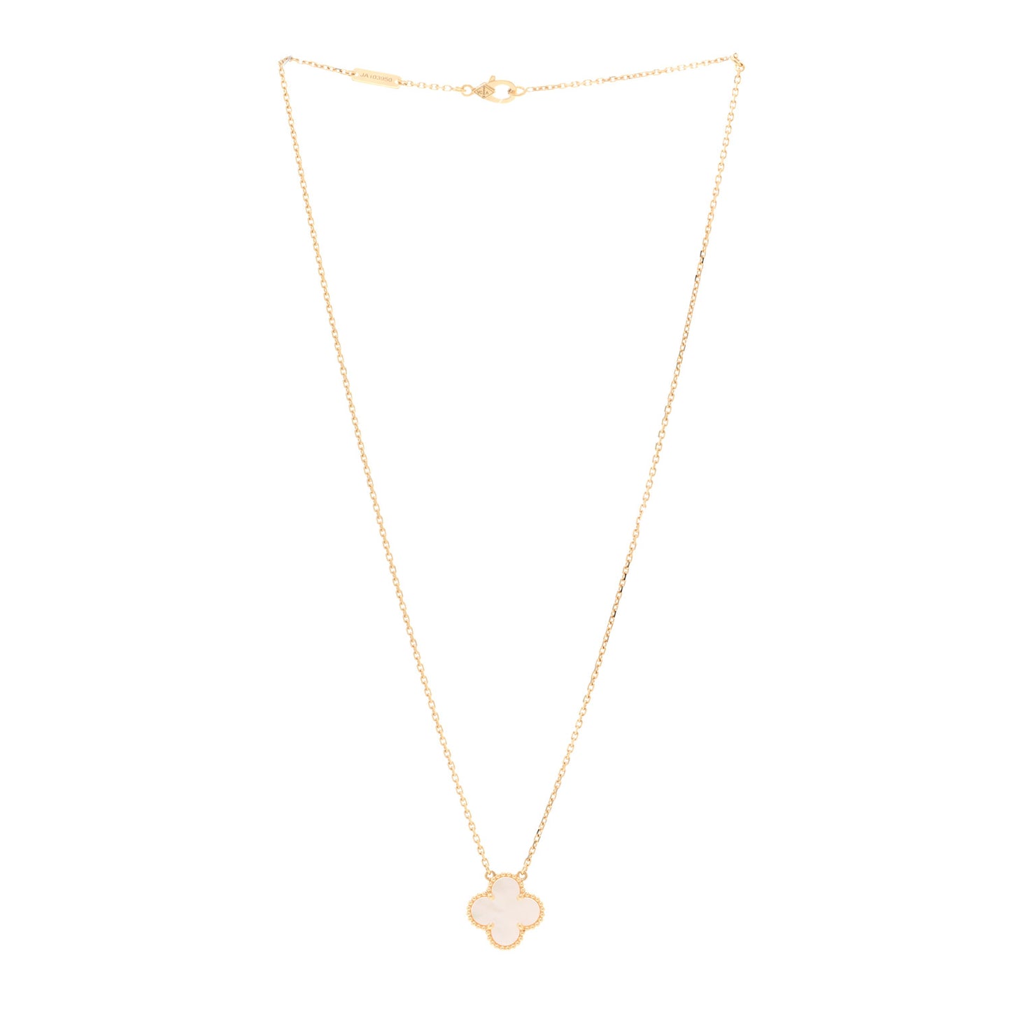 18K Yellow Gold Mother of Pearl Vintage Alhambra Pendant Necklace