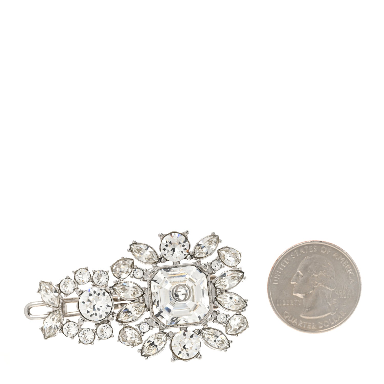 Gucci Crystal Hair Clip Silver 2 of 5