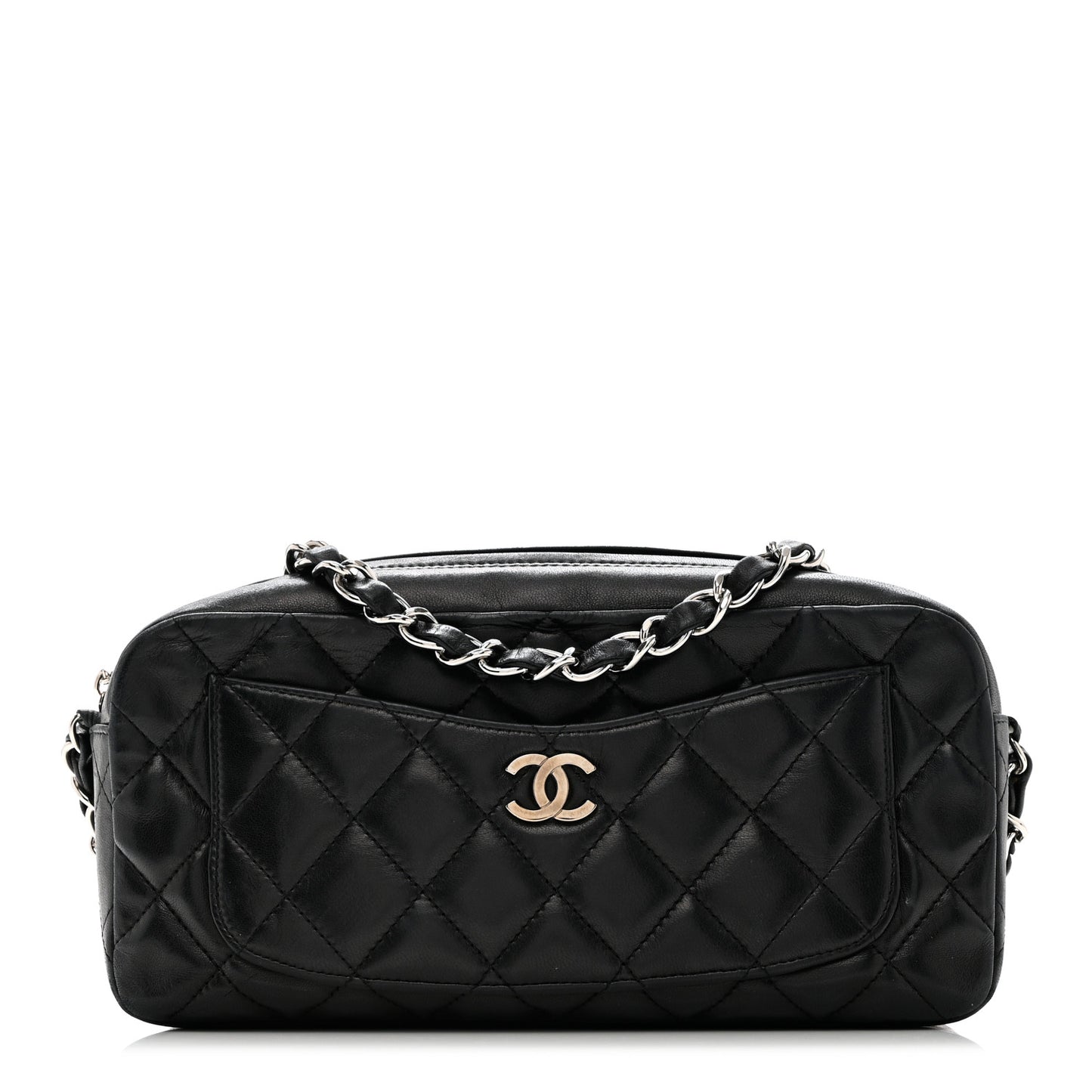 Lambskin Quilted Small Timeless Camera Case Black