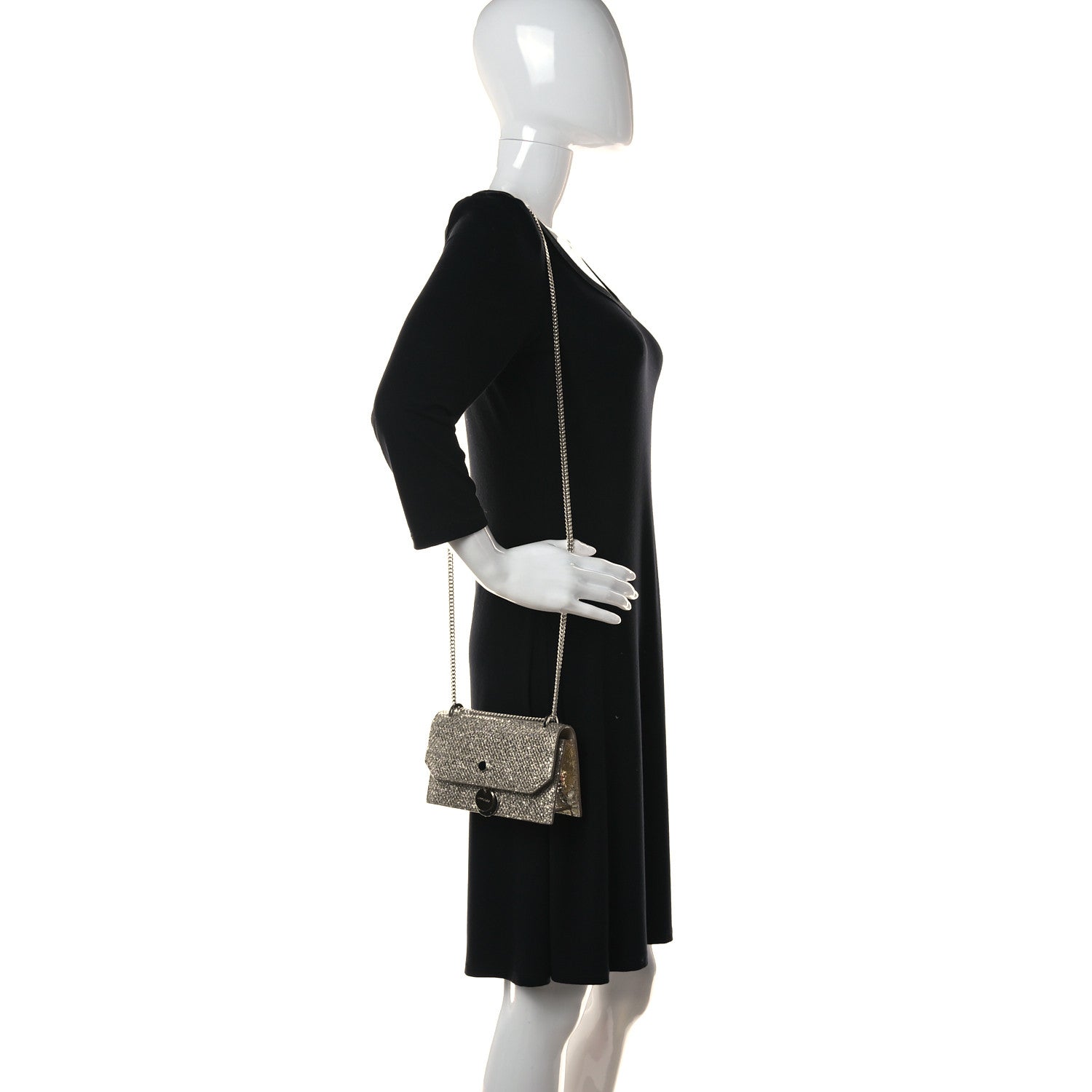 Jimmy Choo Glitter Fabric Finley Mini Shoulder Bag Champagne 2 of 11