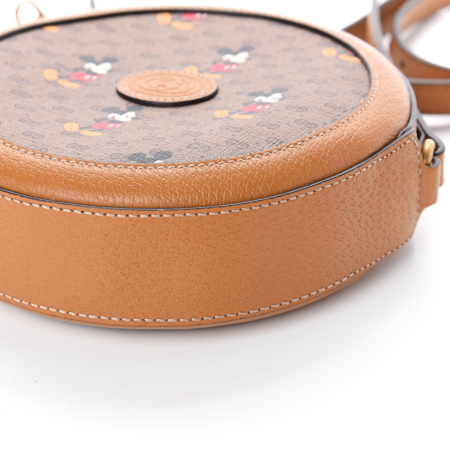 Gucci X DISNEY Mini Vintage GG Supreme Monogram Mickey Mouse Round Shoulder Bag Beige Vintage Sun Oil 8 of 8