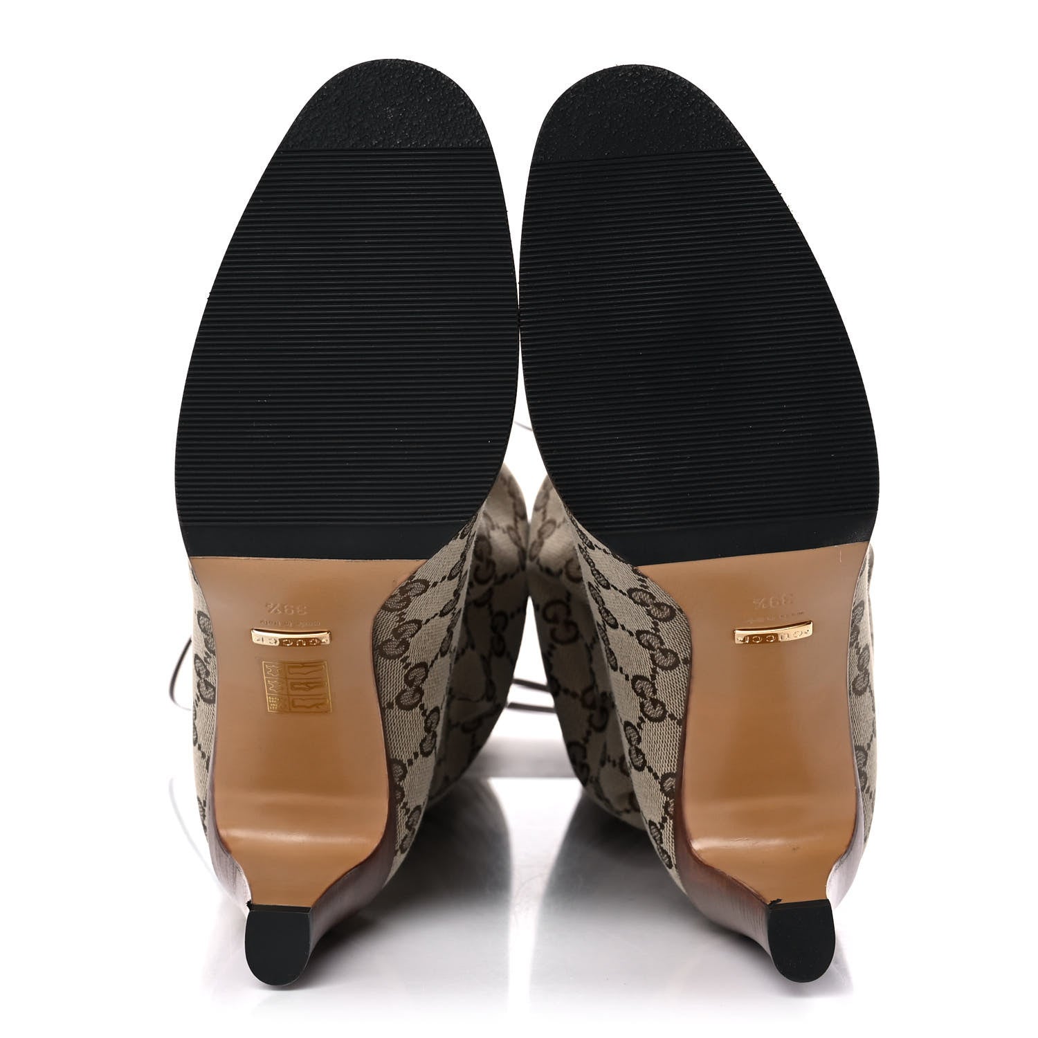 Gucci Monogram Lisa Mid Heel Boots 39.5 Beige Ebony 5 of 8