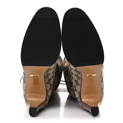Gucci Monogram Lisa Mid Heel Boots 39.5 Beige Ebony 5 of 8
