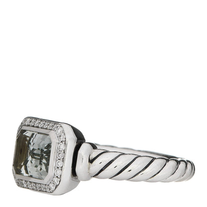 David Yurman Sterling Silver Diamond Prasiolite 8.5mm Novella Ring 52 6 3 of 6
