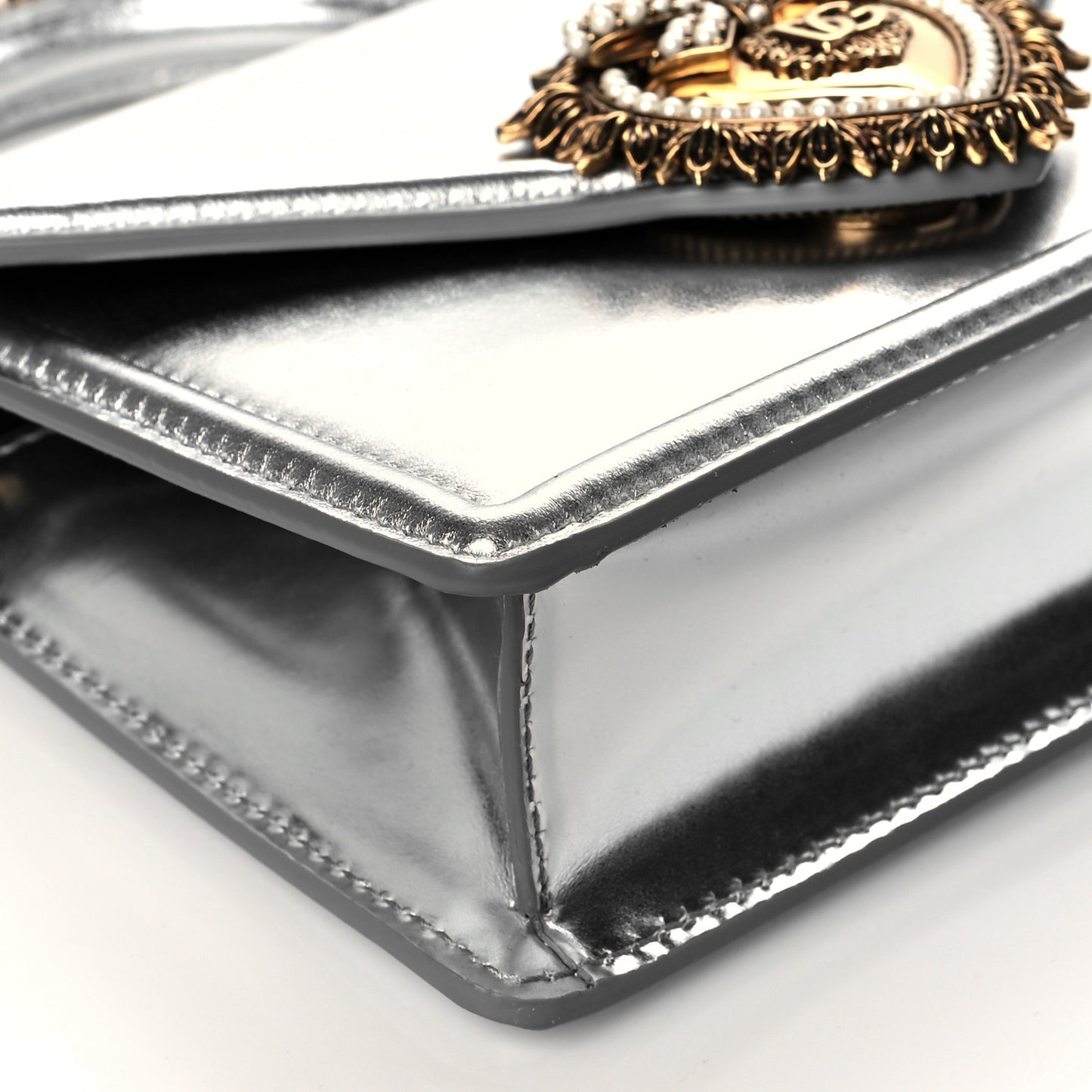 Metallic Nappa Small Devotion Top Handle Bag Silver