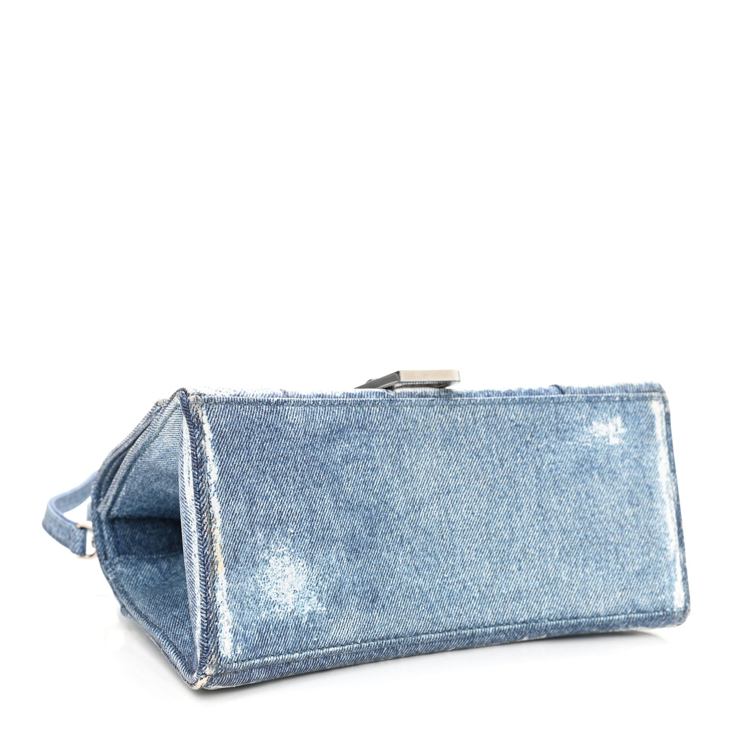 Balenciaga Nappa Denim Printed Small Hourglass Top Handle Bag Denim Blue 4 of 10