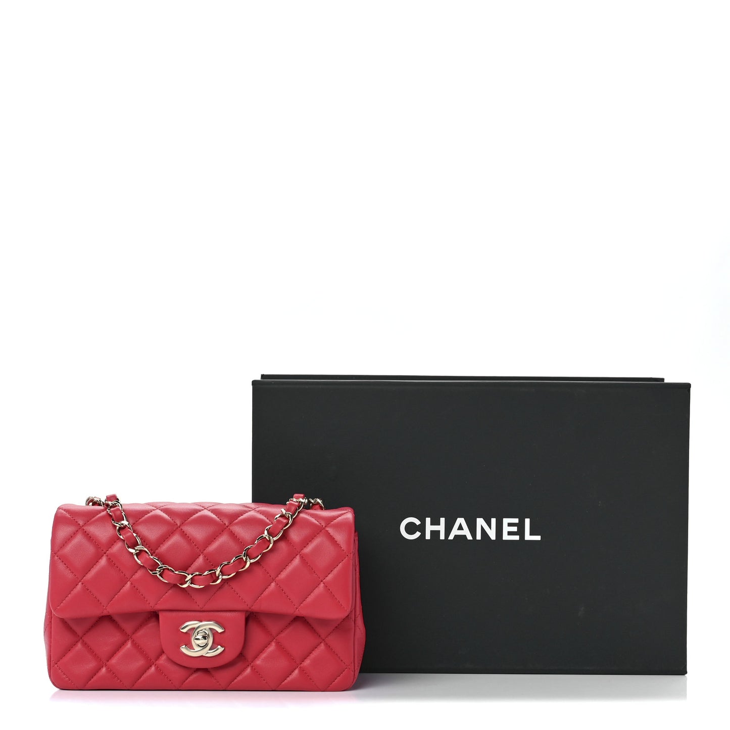 Lambskin Quilted Mini Rectangular Flap Red