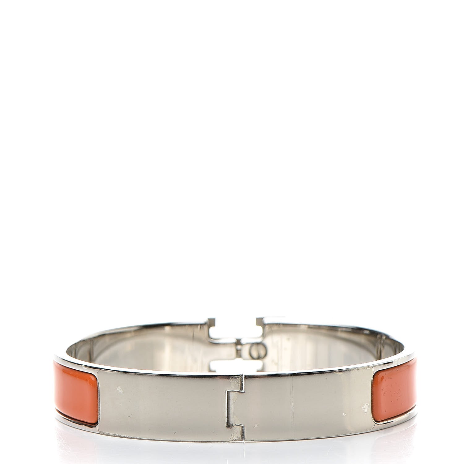 Hermes Enamel Narrow Clic Clac H Bracelet GM Orange White 3 of 5