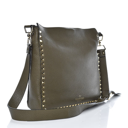 Valentino Garavani Pebbled Calfskin Large Rockstud Flip-Lock Messenger Bag Army Green 3 of 8