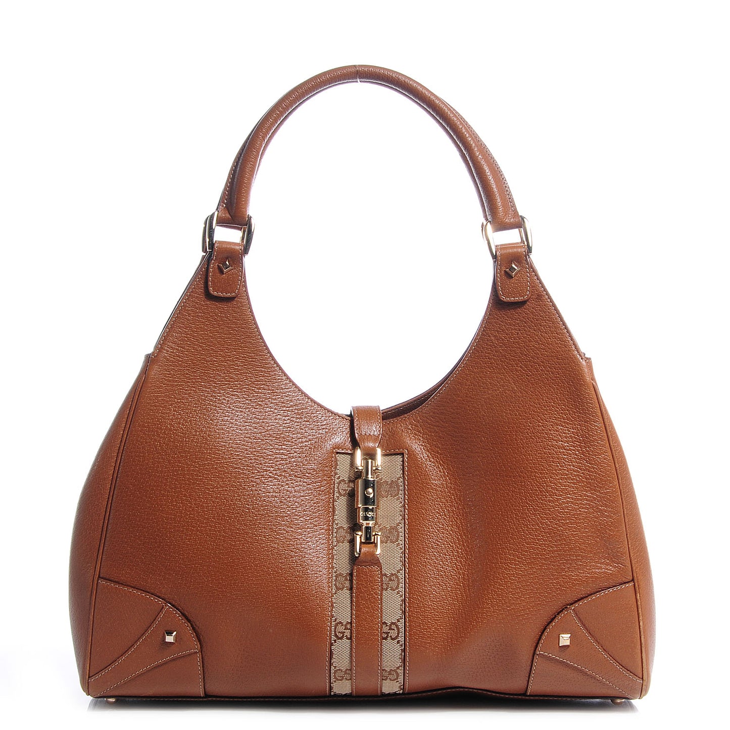 Leather Monogram Medium Bardot Brown