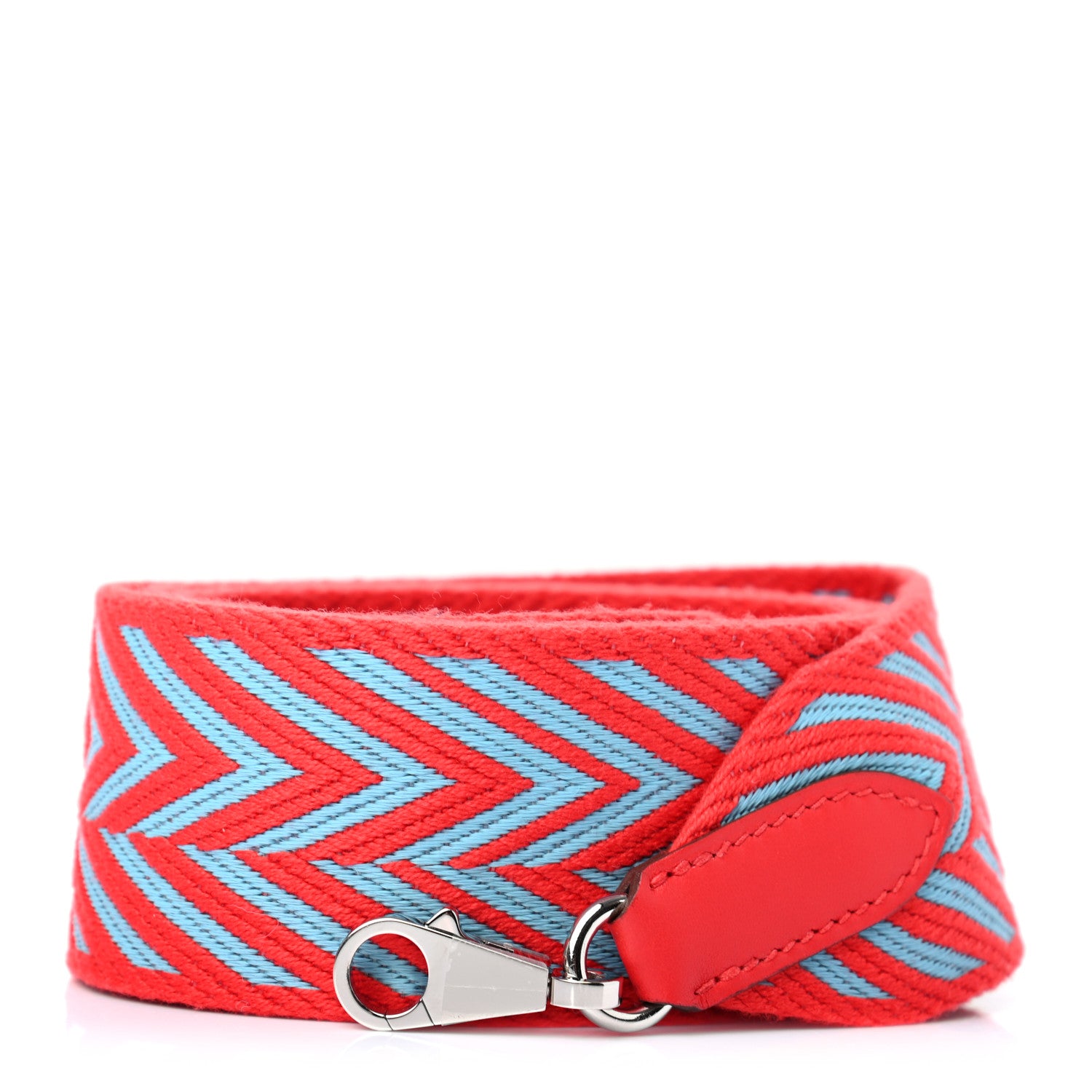 Hermes Toile Swift 50mm Sangle ZigZag Shoulder Strap Rouge De Coeur Bleu Du Nord 1 of 4