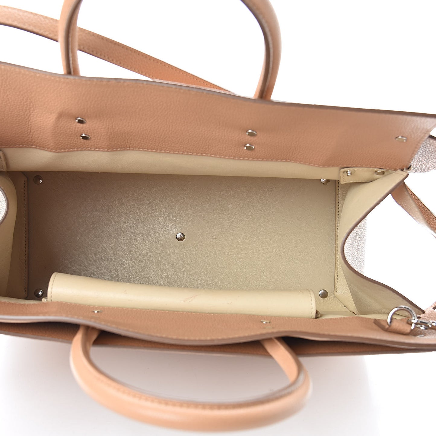 Grained Calfskin Medium Horizon Satchel Beige