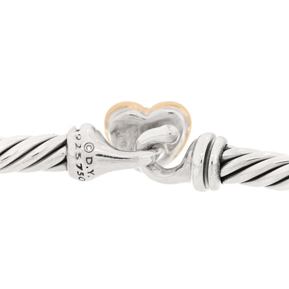 David Yurman Sterling Silver 18K Yellow Gold 3mm Cable Collectibles Heart Bracelet 3 of 3
