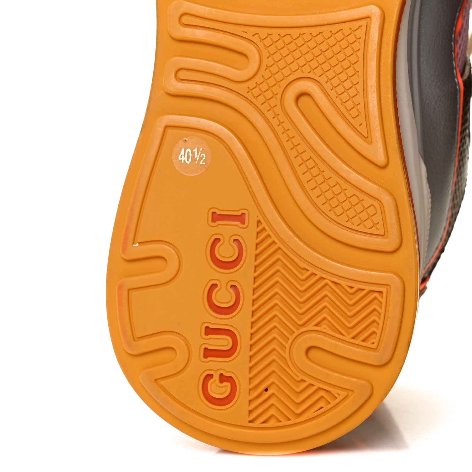 Gucci Calfskin Suede Mesh Lizard Embossed Womens Ultrapace Sneakers 40.5 Silver Anthracite Neon Orange 6 of 8