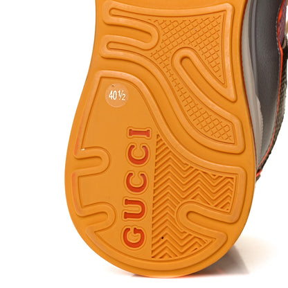 Gucci Calfskin Suede Mesh Lizard Embossed Womens Ultrapace Sneakers 40.5 Silver Anthracite Neon Orange 6 of 8