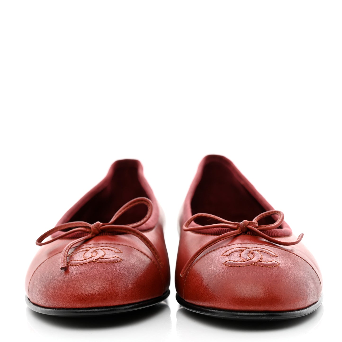 Lambskin Cap Toe Ballerina Flats 37 Red