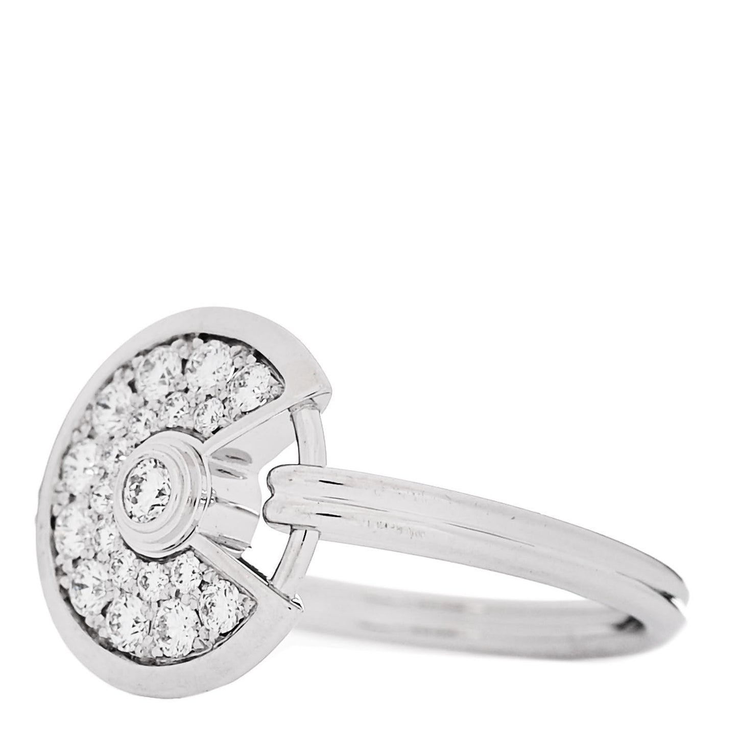 18K White Gold Diamond SM Amulette de Cartier Ring 51 5.75