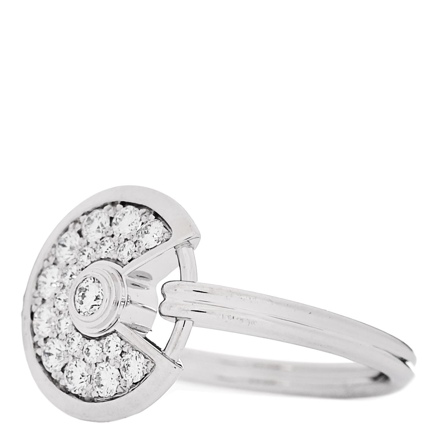 Cartier 18K White Gold Diamond SM Amulette de Cartier Ring 51 5.75 3 of 7