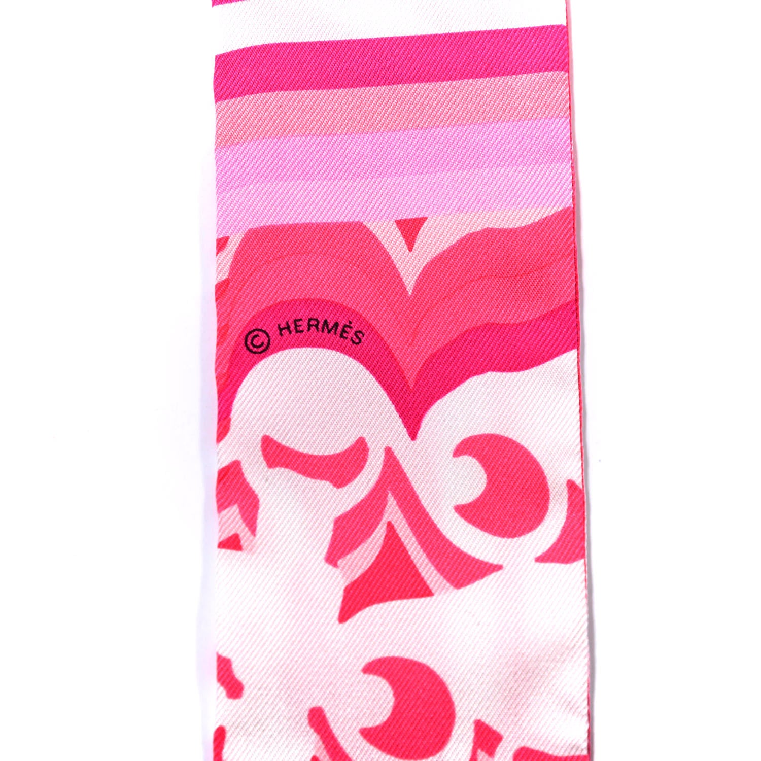 Hermes Silk Brides de Gala Shadow Twilly Rose Blanc Fuchsia 5 of 5